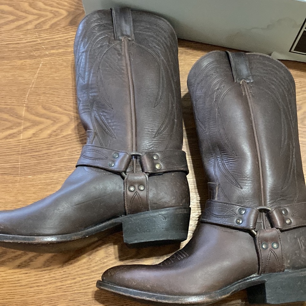 Frye Women’s Benchcrafted Billy Harness Espresso Leather Boots (8.5) Regular - Picture 4 of 12